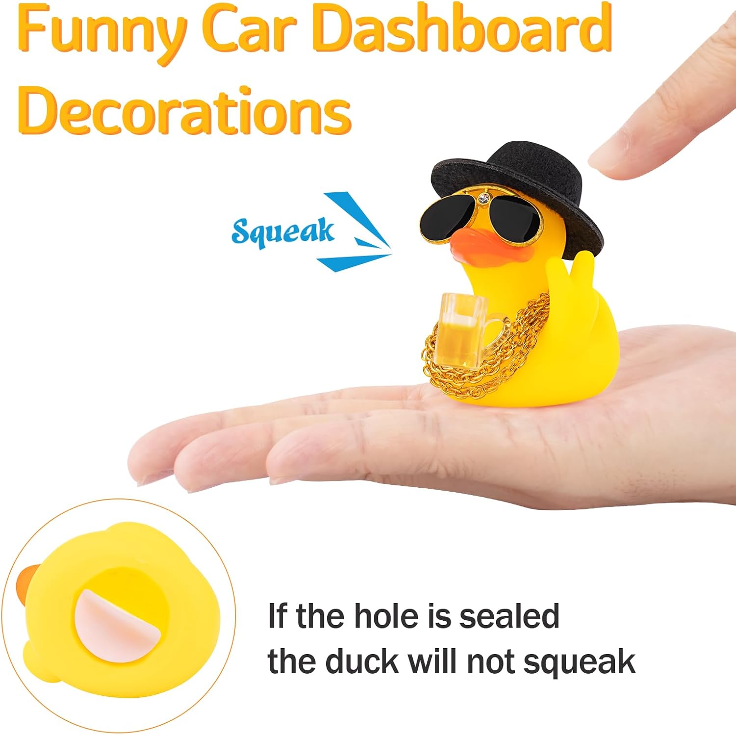 wonuu Rubber Duck Car Ornament Funny Office Gifts Cool Car Accessories Decorations Quirky Decor, Mid-Finger Brown Beer