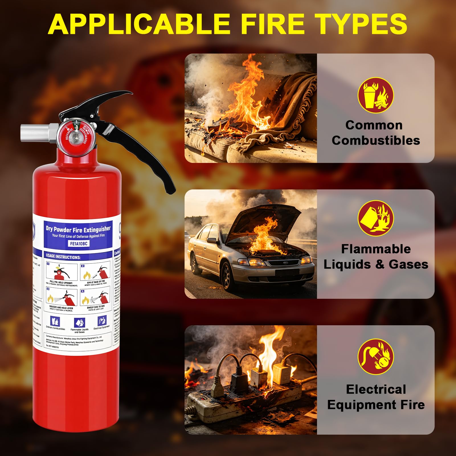 ABC Fire Extinguishers - 4 Pack, 2.5 lb -5 ABC Fire Extinguishers - 4 Pack, 2.5 lb -5