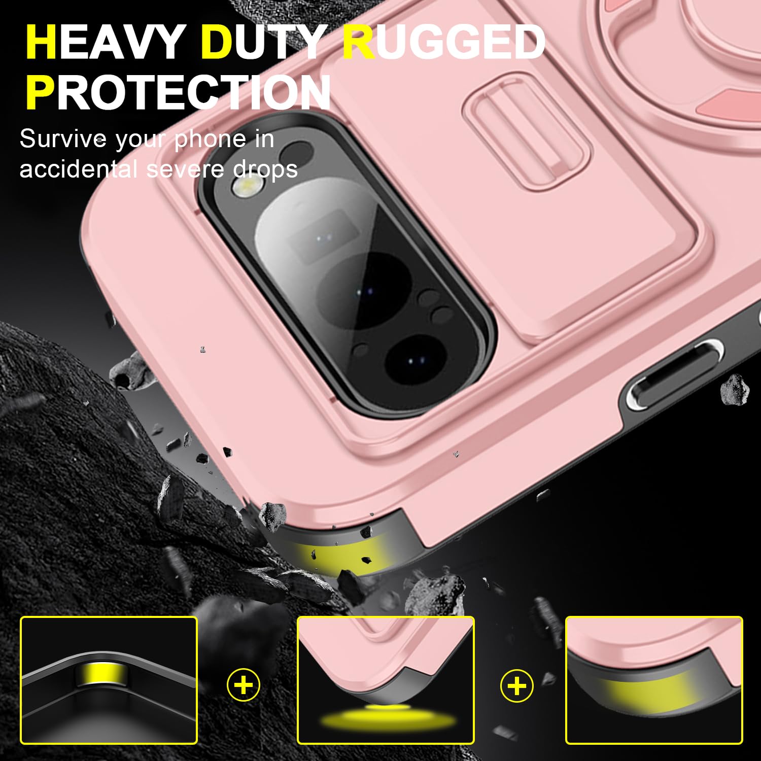 Asuwish Custodia A Portafoglio Per Google Pixel 2 Con Vetro Temperato E Cinturino – Rosa - 2