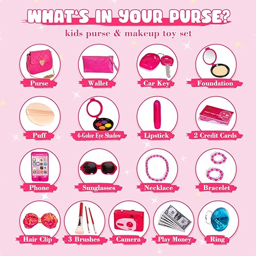 Miniatura 2 de Nabance Bolsa de juego para niñas pequeñas con kit de maquillaje de simulación para niños pequeños, juguetes de princesa para niñas, juego de