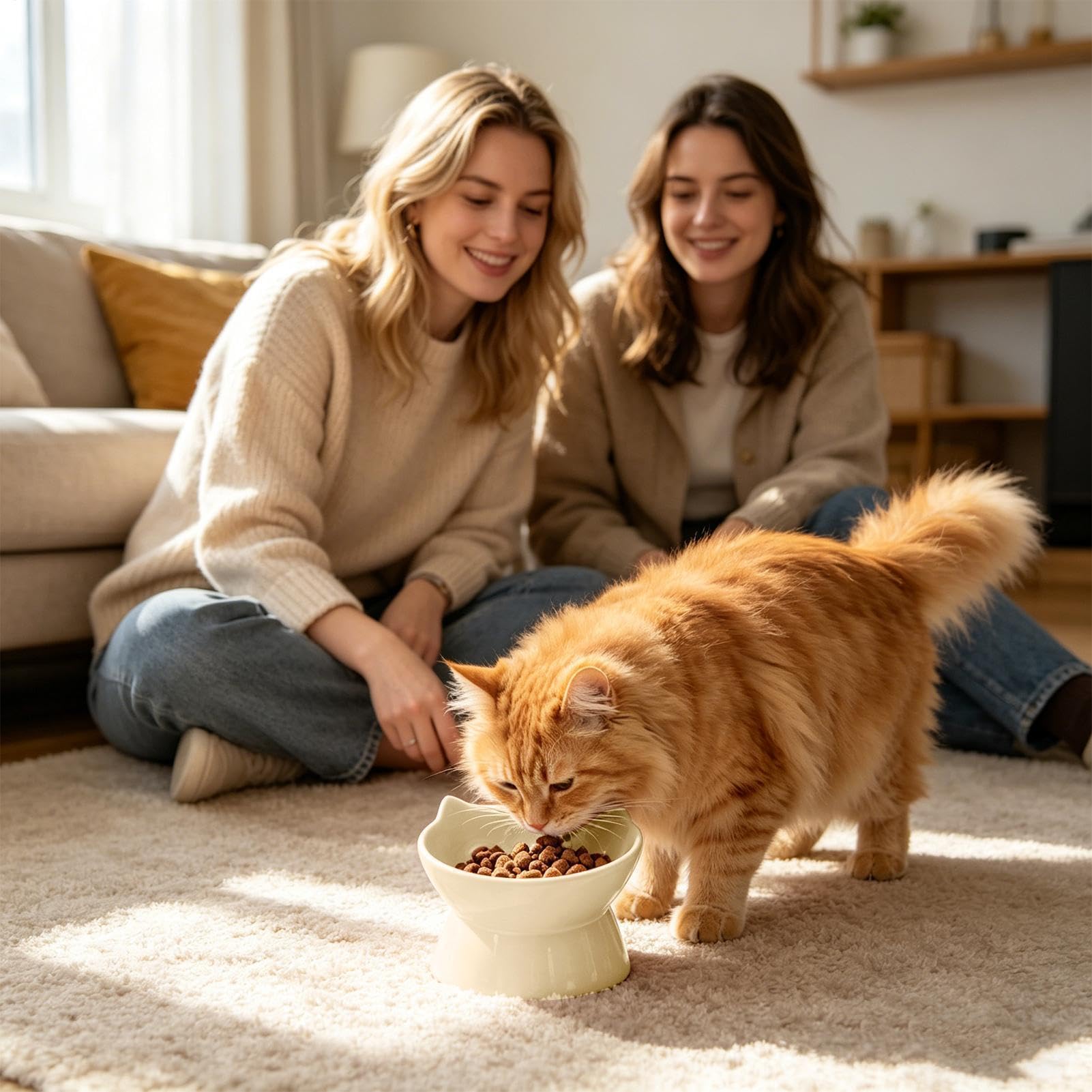 Rialzata Sopraelevata Per Gatti Mangiatoia Lenta Anti-Ingordigia in | Ciotole Sopraelevate Per Gatti per Interni Soggiorno Cucina Casa Appartamento Terrazzo