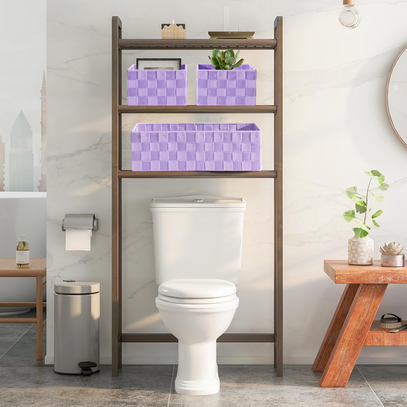Organizzatore per cassetti, piccolo cesto intrecciato, cestino di vimini fatto a mano per organizzare scrivania, cassettiera, cucina, dispensa, confezione da 7 pezzi, viola
