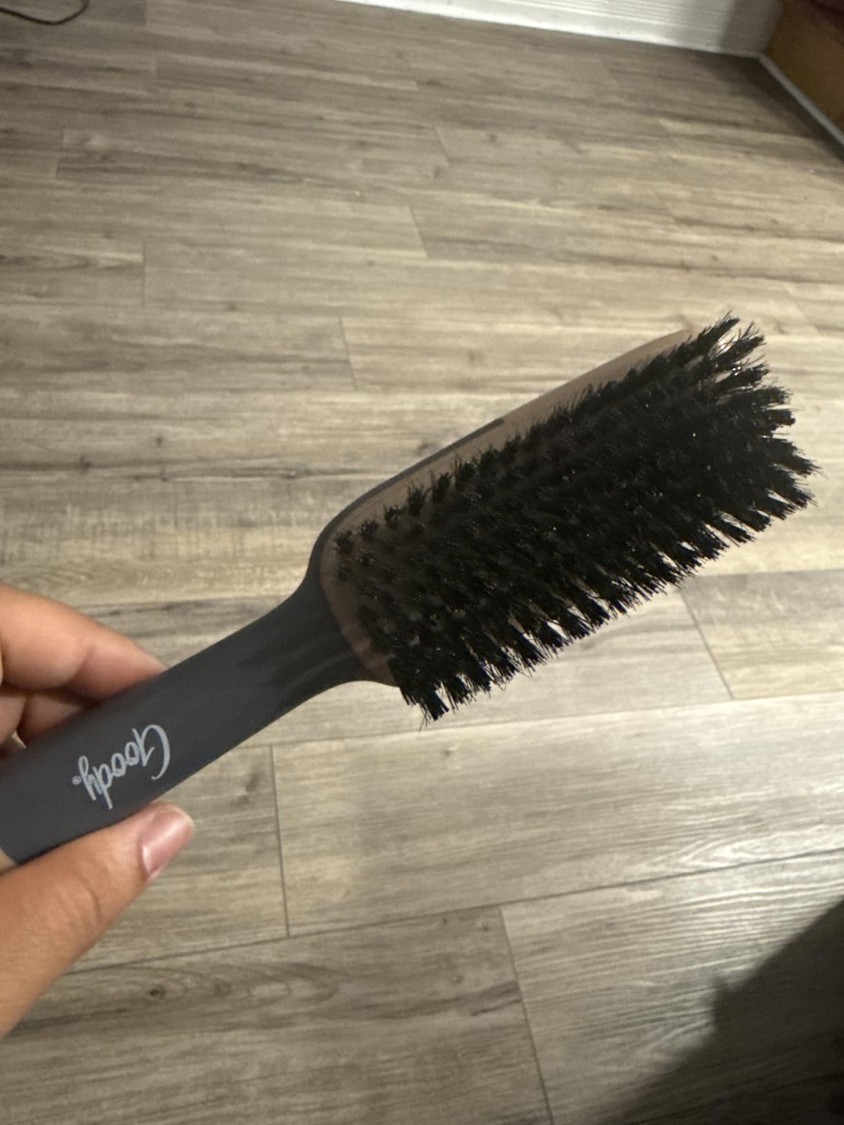 Goody Detangle It Boar Bristle Hair Brush, Use as a Detangling or Styling Brush, Conditions & Boosts Shine, Helps Tackle Knots & Reduce Frizz, For Wet or Dry Hair, Brown/Grey
