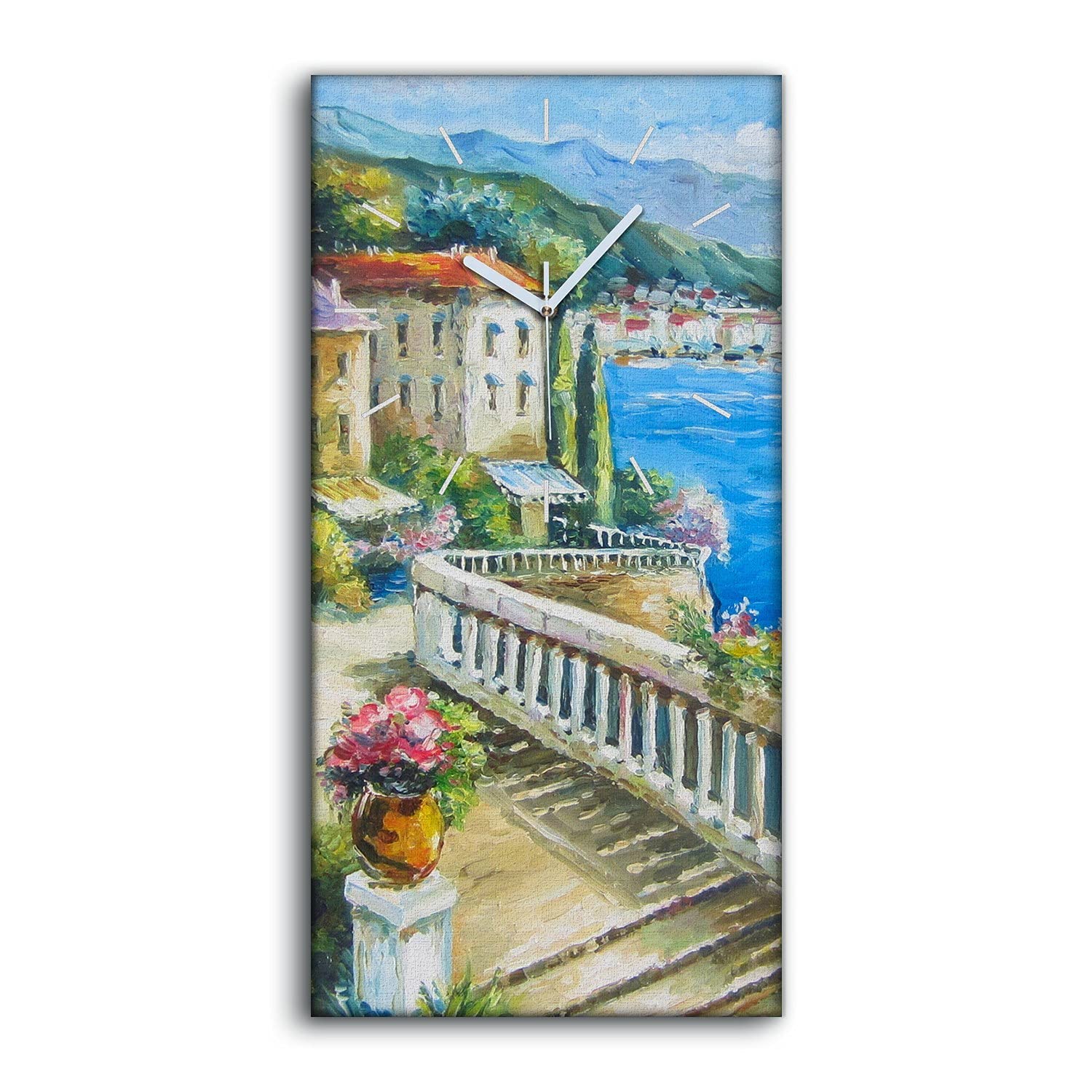 Horloge murale silencieuse à mains blanches 30x60cm - Toile décorative chambre sans tic-tac