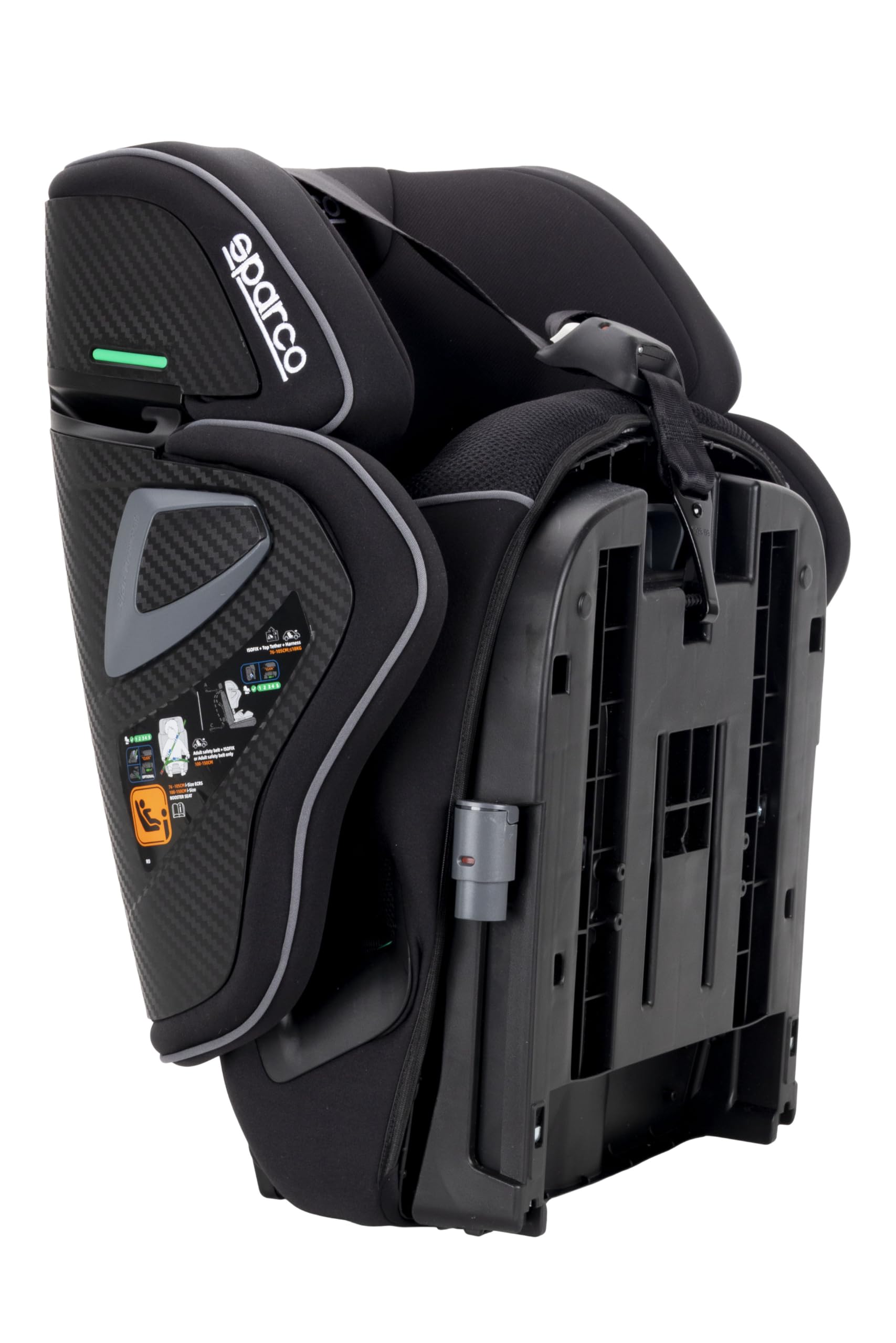 Sparco Silla de Coche i-Size SK8000IBK para Niños 76-150 cm Homologación ECE R129/04 con ISOFIX y Top Tether Reposacabezas Ajustable Respaldo Plegable y Arnés de 5 Puntos Color Negro