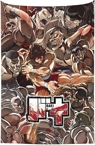 Miniatura 7 de Flokoo Tapiz de collage de anime Baki The Grappler, decoración artística para colgar para sala de estar, dormitorio, cocina, dormitorio, hogar, 40 x