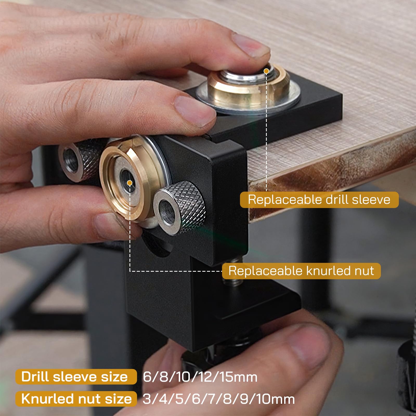 kit de plantilla de clavija 3 en 1 Kit de plantillas de orificio de bolsillo 8/10/15 mm con clip de posicionamiento Guía de perforación ajustable Puncher Localizador