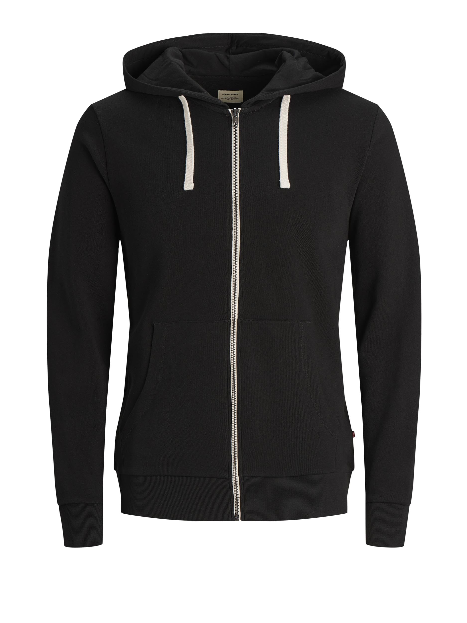 JACK & JONES Men's JJEHOLMEN Sweat Zip Hood NOOS 12136884, Black Beauty, XXL