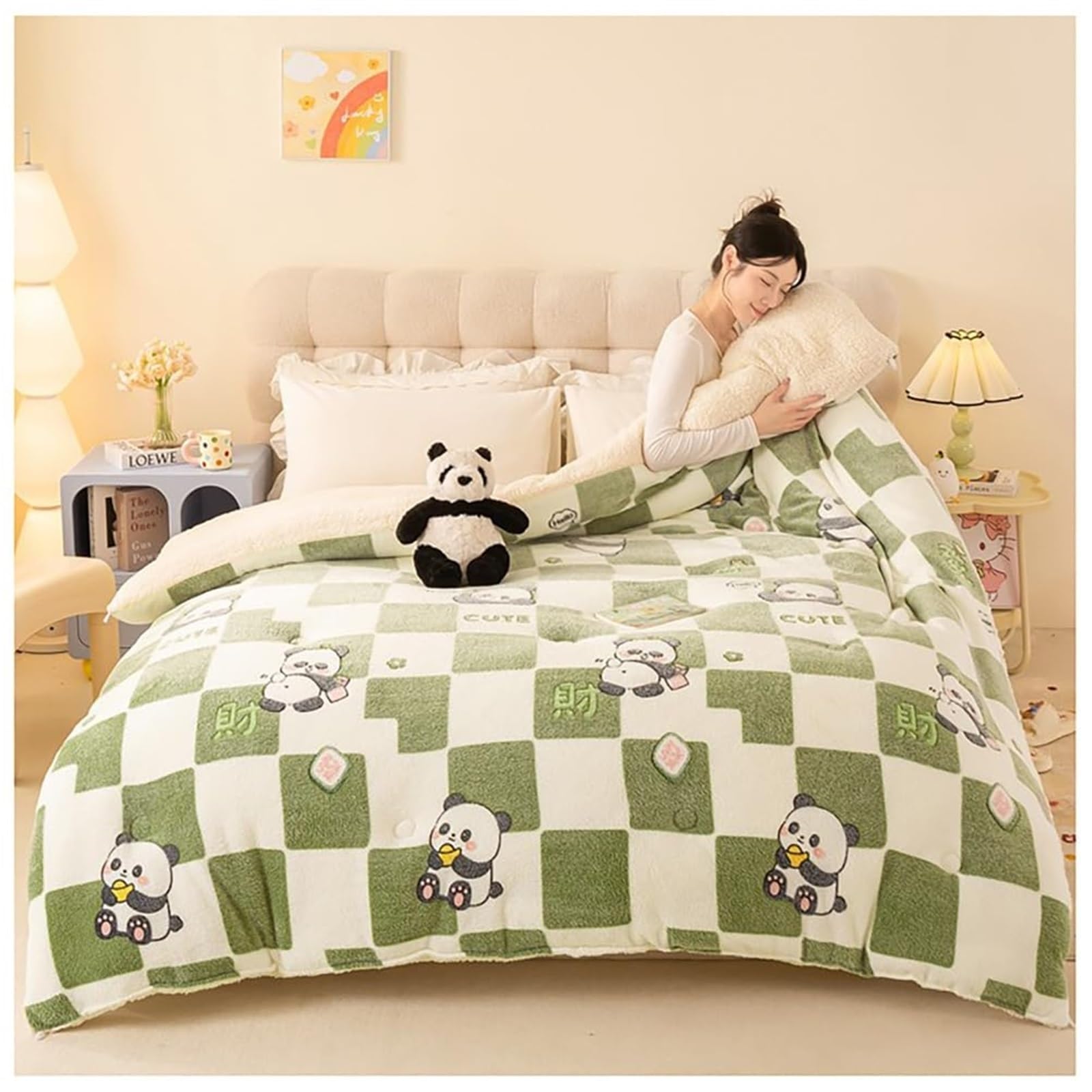 Super Warm Lamb Fleece Quilt, Winter Thickened Blanket, Double Sided Fluffy Plush Quilt, Super Soft Breathable Lightweight Bed Comforter(Color4,200x230cm(5KG))