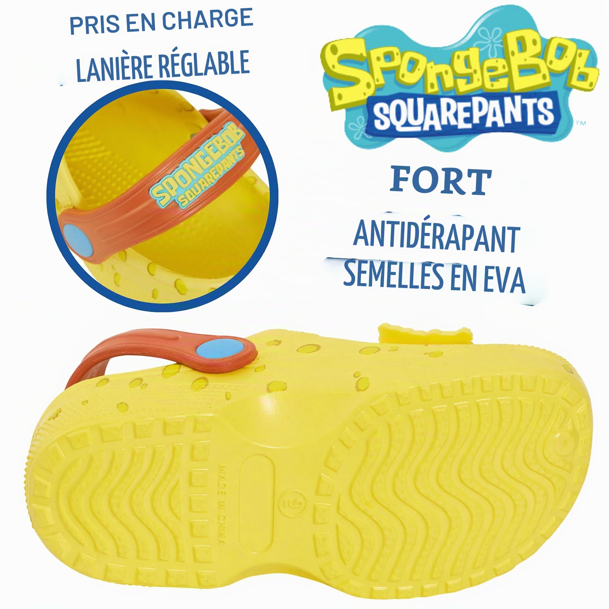 SPONGEBOB SQUAREPANTS Sabots avec Charms Sandales Enfants Sliders été avec Bride arrière Chaussures Plage Vacances