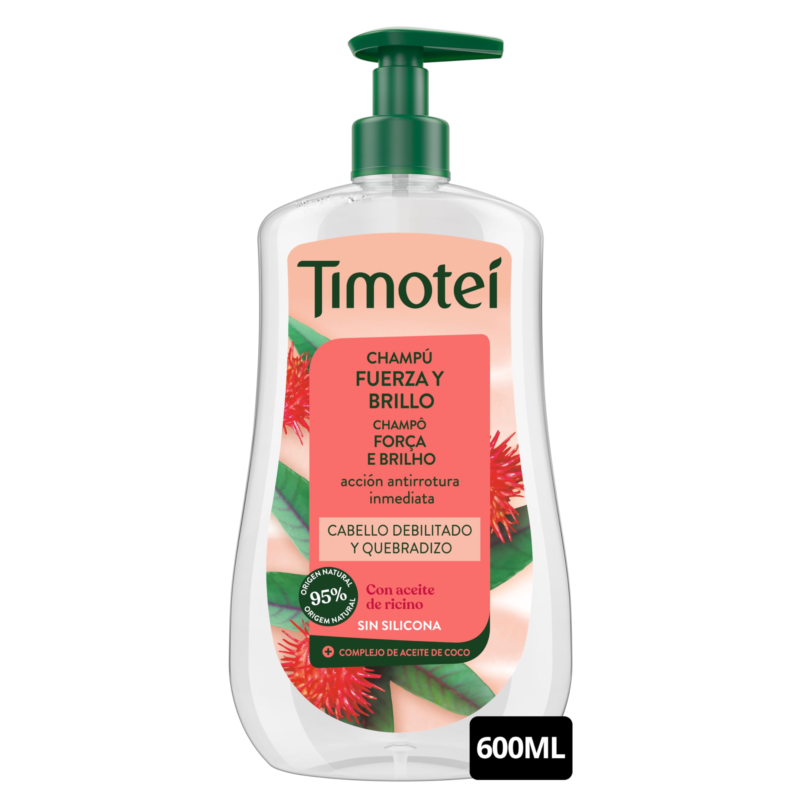 Timotei Champú Fuerza y Brillo 600ml| Acción Antirrotura Inmediata | Fortalece y Nutre | Con Aceite de Coco — view 2