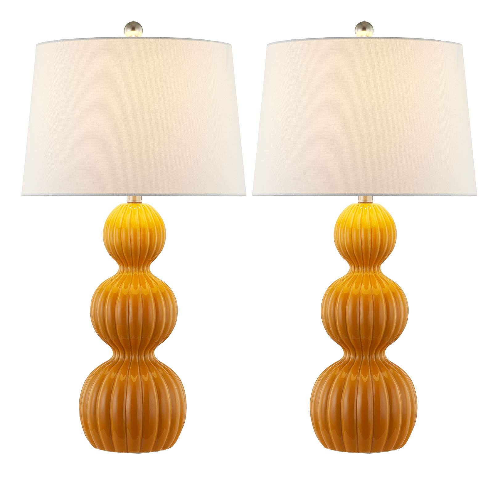Buy Maxax Ceramic Table Lamp Set of 2 Orange Bedside Nightstand Lamp 3