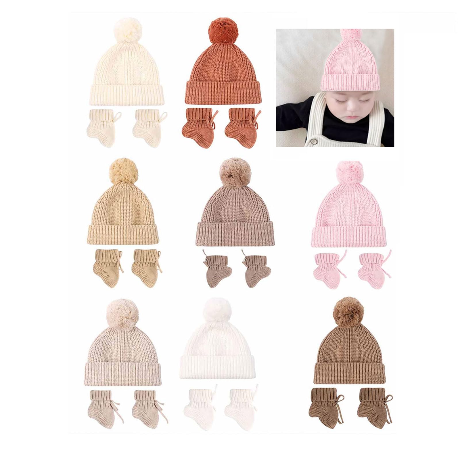 Handgehäkelte Babyschuhe und Mütze für Neugeborene, weiche und atmungsaktive Stricksocken, Schuhe und Mütze für Jungen und Mädchen, gemütliche Babyschuhe