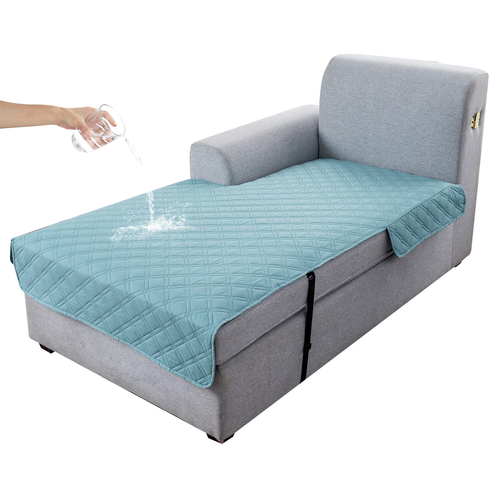 Genina L Shape Couch Cover, Sectional Couch Chaise Covers, Waterproof Washable Sofa Covers for Left L Shape Chaise Lounge, Anti-Slip Sofa Slipcovers for Dogs Cats Pet Friendly(Blue)