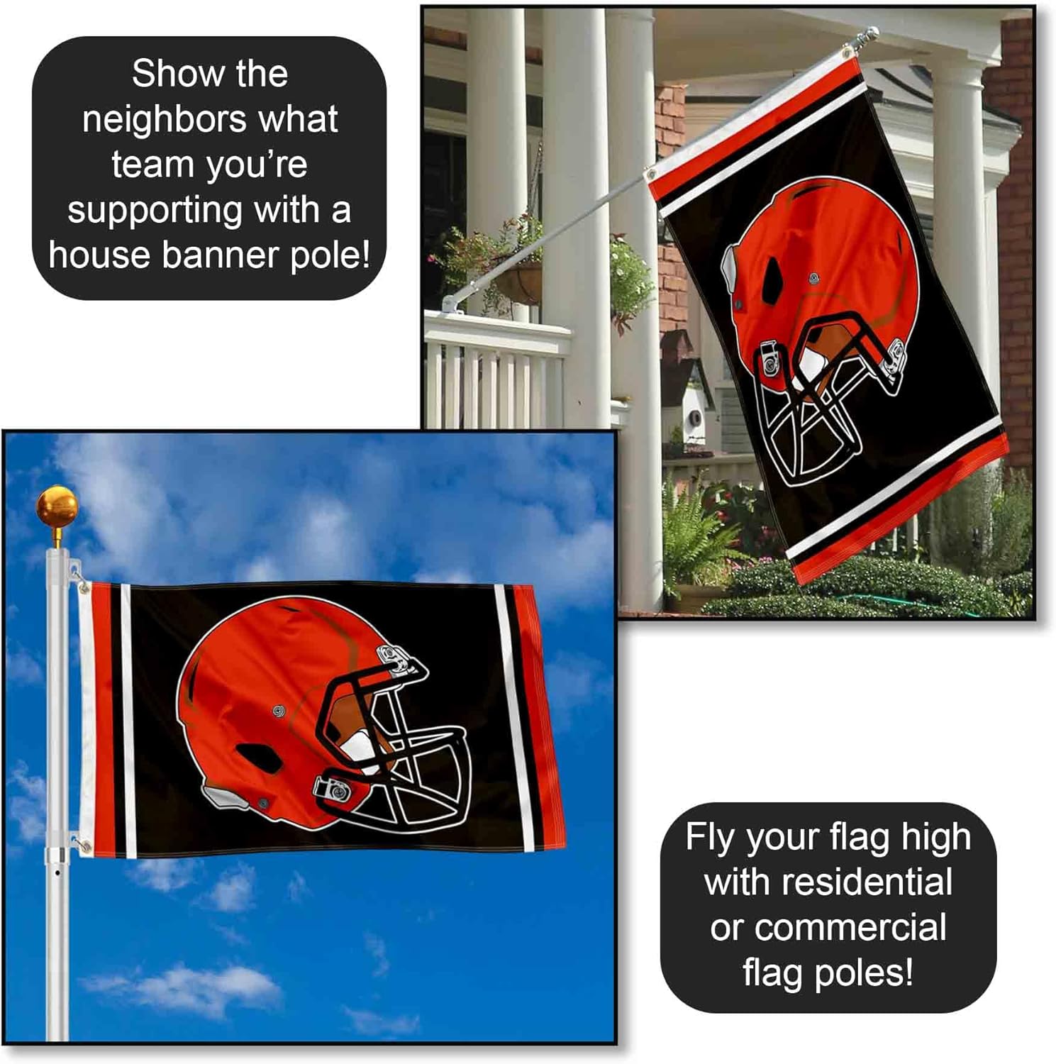 Cleveland Browns New Helmet Grommet Pole Flag - Image 3