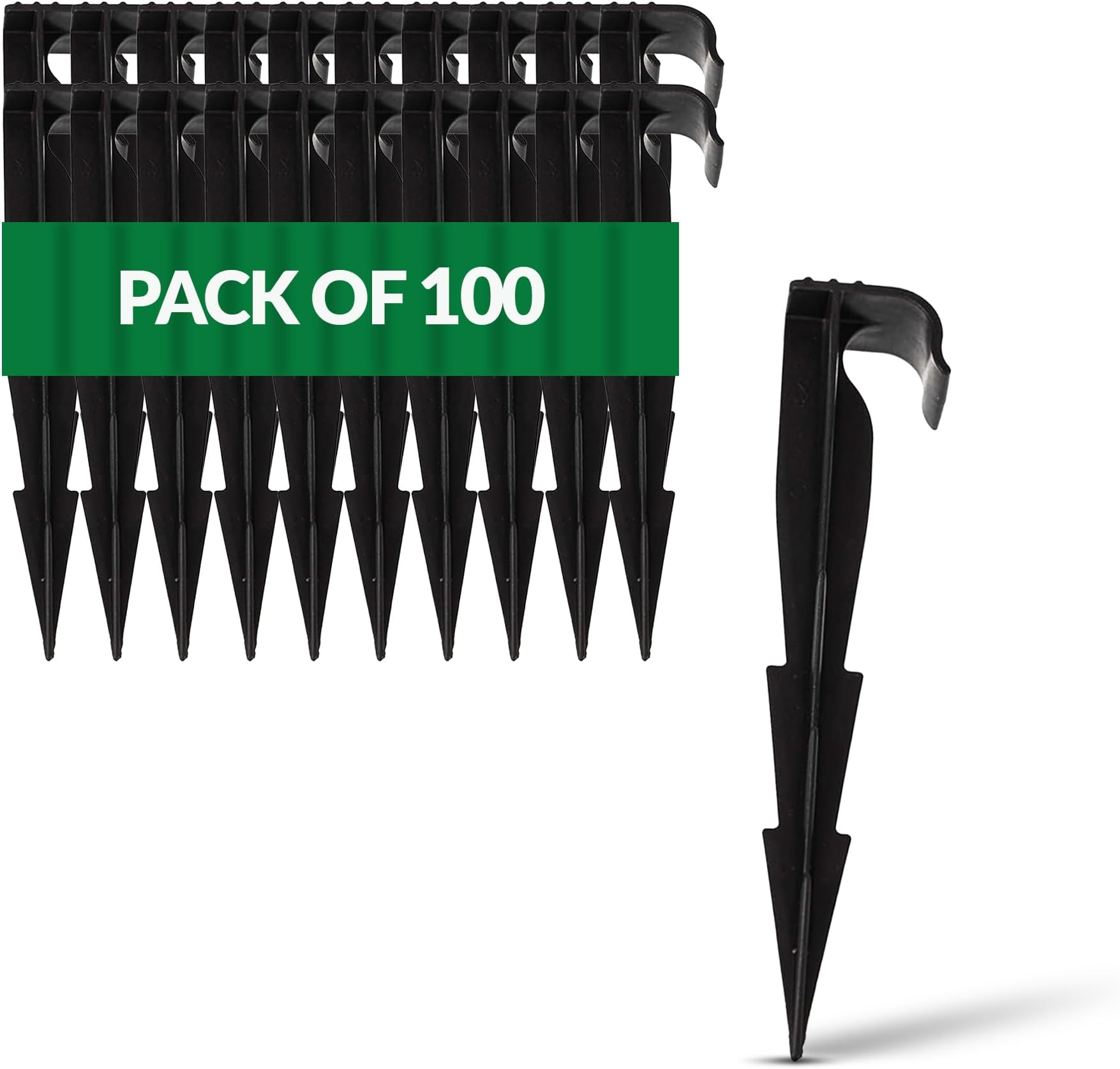 GARDENIX® Pack of 100 AquaPEG Ground Securing Pegs for Drip Irrigation Line Weeping Pipe Soaker Hose