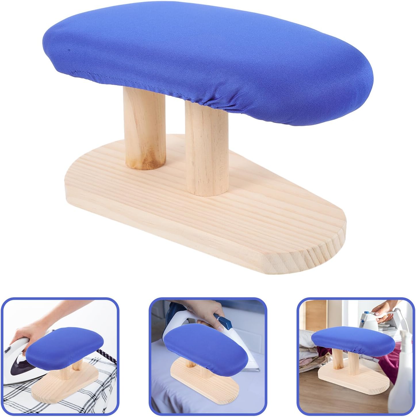 BESPORTBLE Practical Curved Wood Ironing Board with Stable Base and Elastic Cover for Household Use Compact Clothing Pressing Stool Suitable for Garment Steamers and Tailoring Tasks