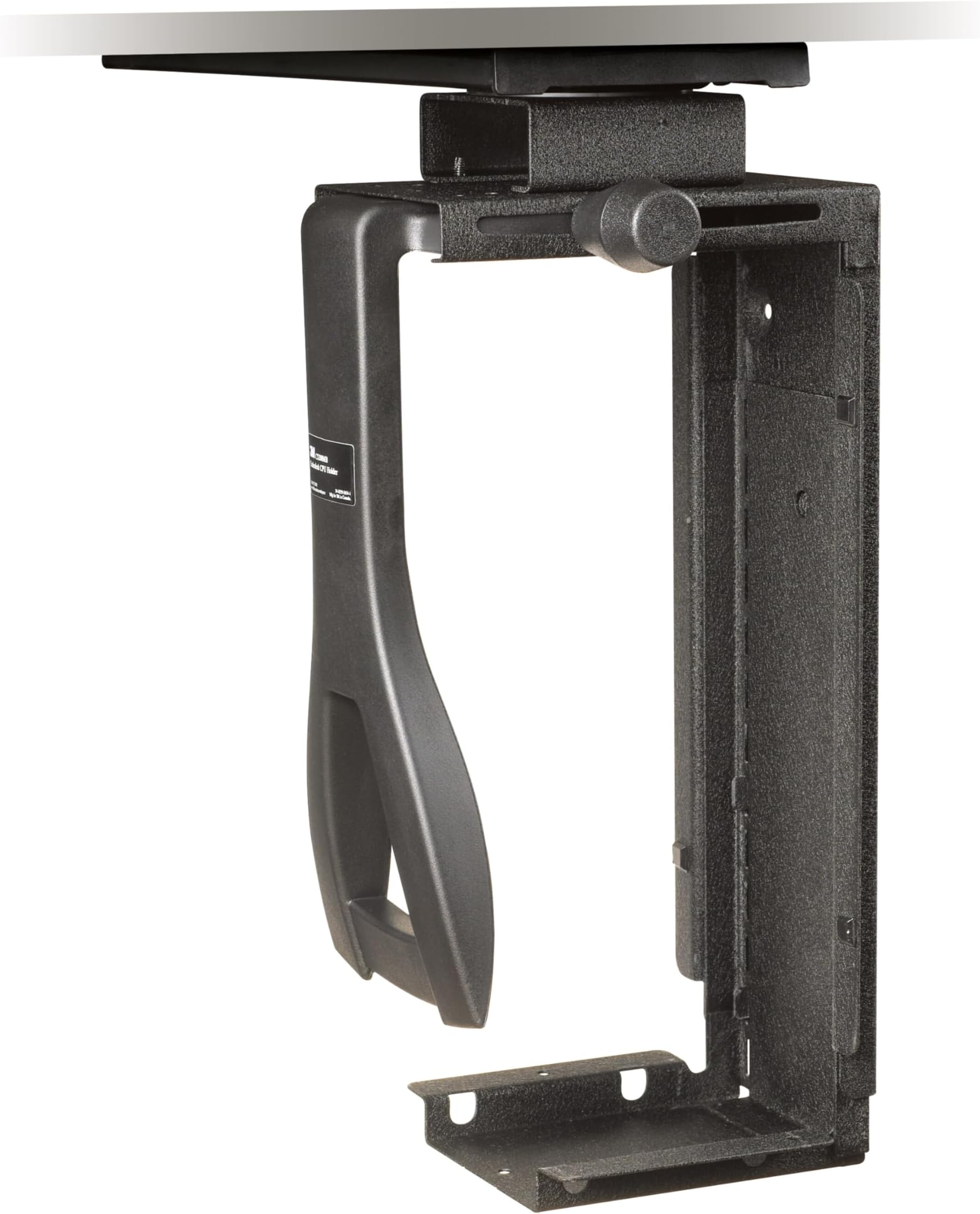 3M Under-Desk Computer Tower CPU Holder, Width Adjust from 3.5" to 9.3", Height Adjust from 12.5" to 22.5" to Fit Most CPU's up to 50 lbs, 360⁰ Swivel, Steel Construction, 17" Track, Black, (CS200MB)