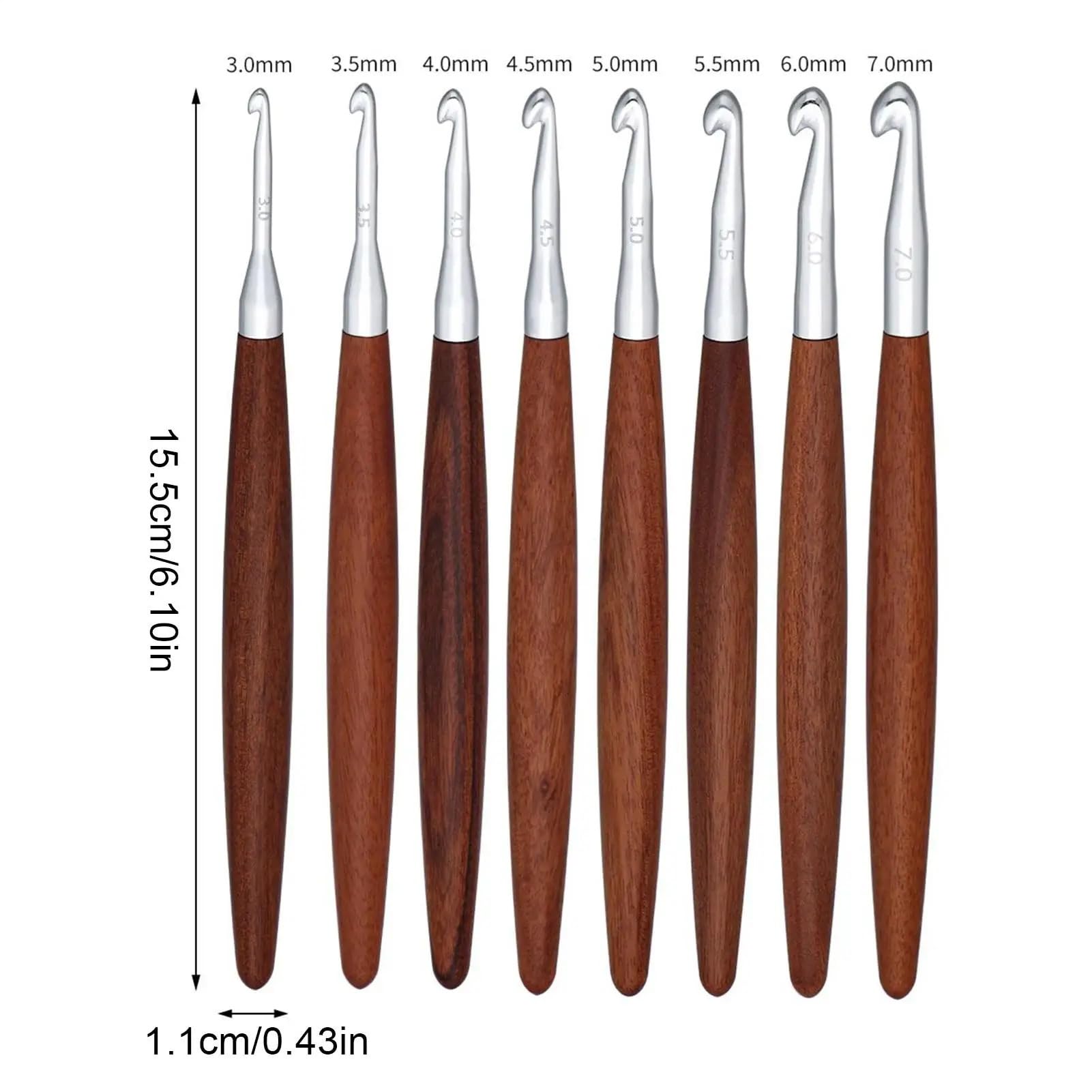 Agujas Crochet 3-7mm Solid Wood Handle Crochet Knitting Needles | Hooks Multi Size Sewing Accessories Wool Crocheting