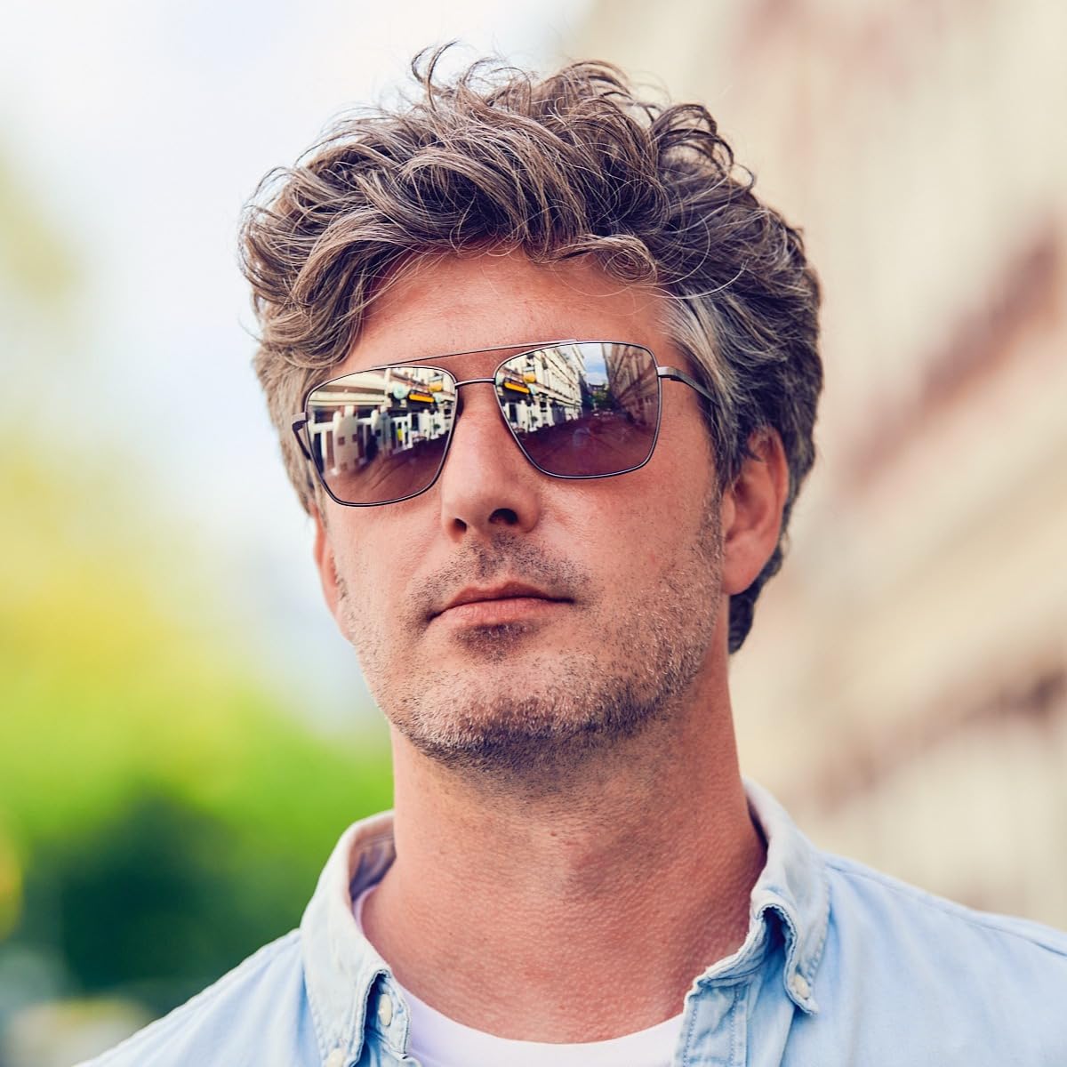 Caboto Kim Sonnenbrille, Rechteckig, Edelstahl, Polarisierte NXT Kunststoff-Gläser, Grau 85%
