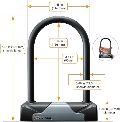 Miniatura 2 de Via Velo Juego de 2 candados para bicicleta con el mismo sistema de llave, cerraduras antirrobo en U de 0.315 in x 4.92 pies, acero trenzado de