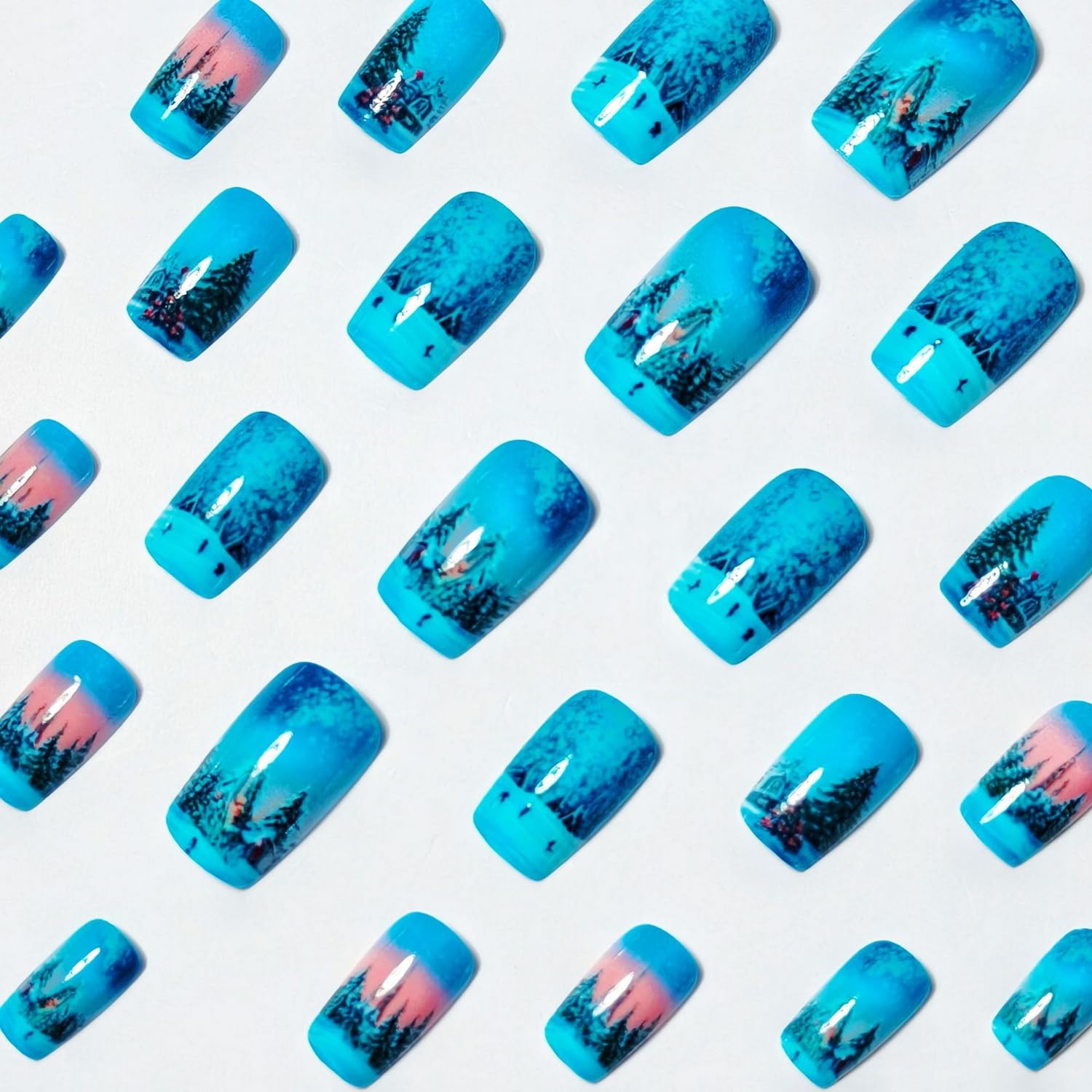 Halloween Press on Nails French Tip Almond Fake Nails Terror Blood False Nail with Acrylic Glue on Nails Medium Artificial Nails Glossy Reusable Halloween Stick on Nails for Women DIY Manicure 24 Pcs