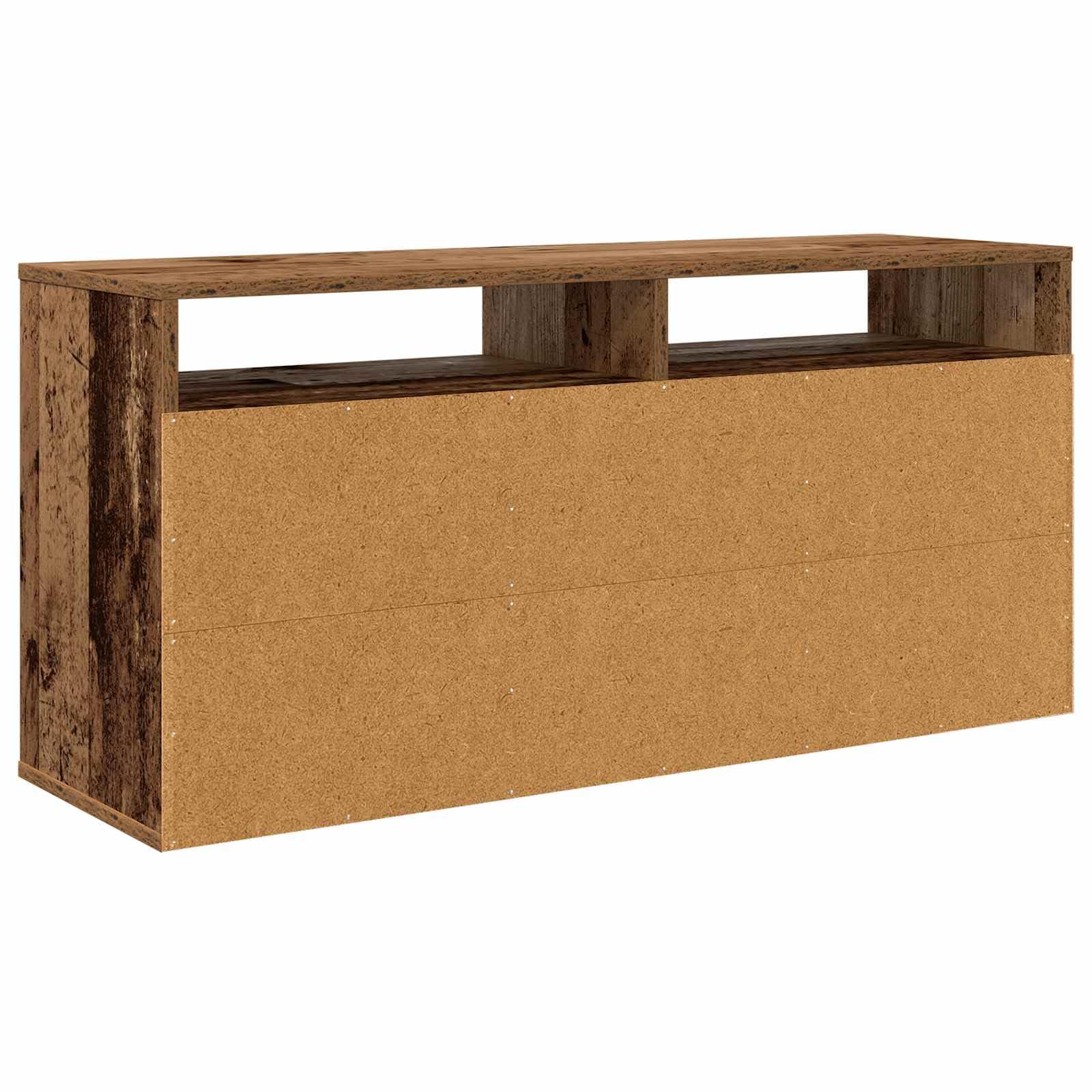 Mobile basso con cassetti, effetto legno anticato, larghezza 102 cm, mobile TV con 3 cassetti e 2 ripiani, credenza per soggiorno, mobile multimediale vintage in legno