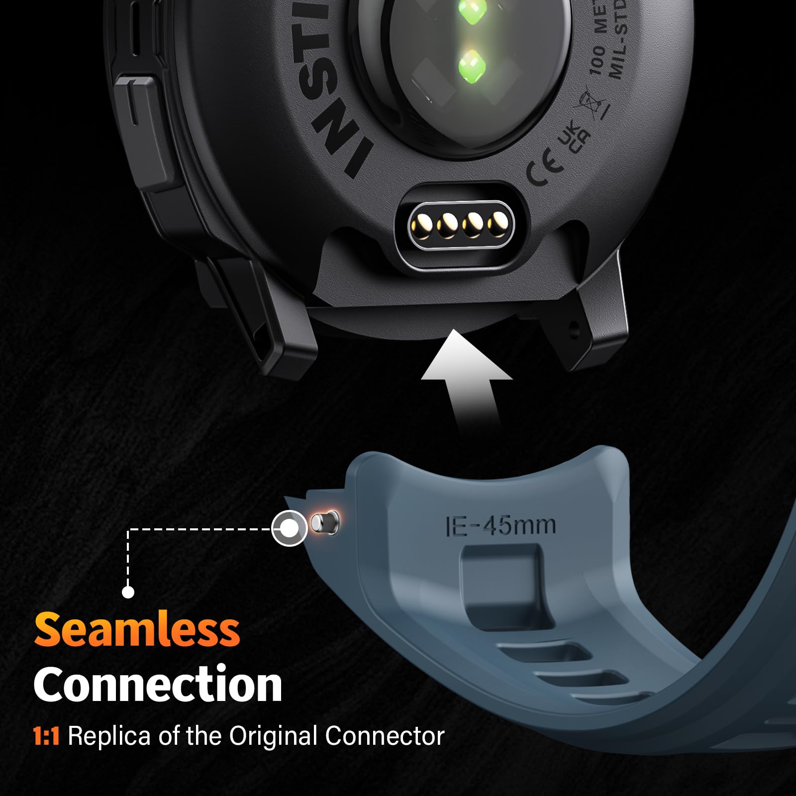 Kompatybilny z Garmin Instinct E45 mm/Instinct E40mm/Instinct 3-45 mm/Instinct 3-50 mm, silikonowy pasek do zegarka 20 mm/22 mm/26 mm