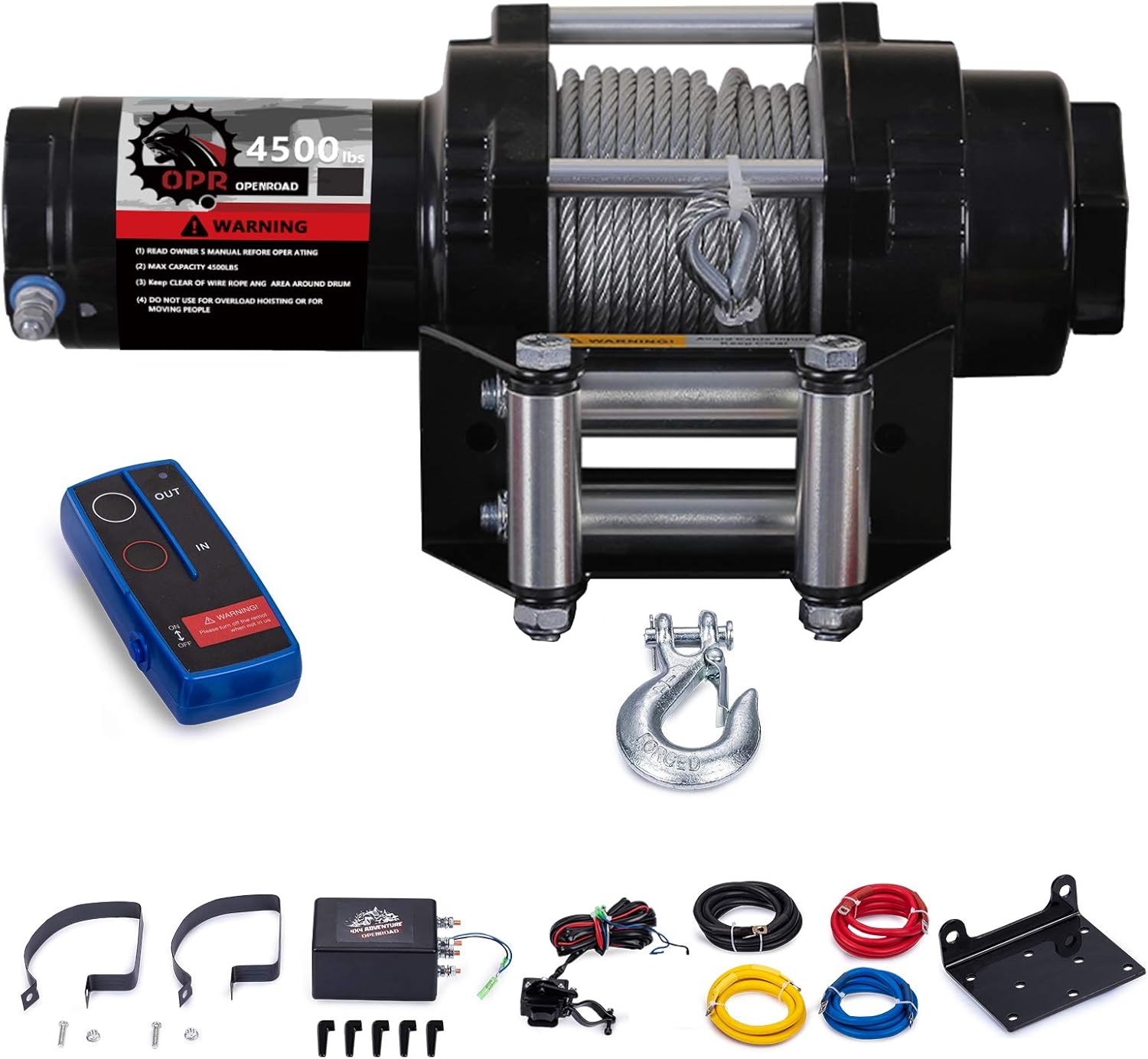 Get Popular Offer OPENROAD 4500Lbs 12 Volts Electric Winch, Winch for ATV/UTV/Boat, 4500Lbs /2041kg Electric Winch Kit, with 15m/49ft Winch Cable, Towing Off-Road Electric Winch Recovery kit (4500Lbs Black H)