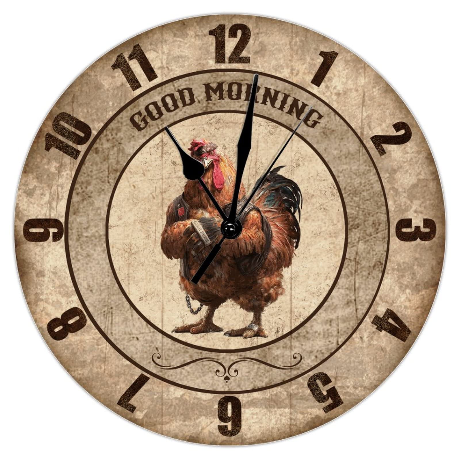 Horloge de cuisine rustique coq pour embellir les repas en salle à manger