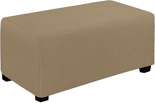 Miniatura 32 de Easy-Going Funda Elástica para Otomana Longitud 20-30 pulgadas Taburete de Almacenamiento Plegable Protector de Muebles Funda Rectangular Suave con