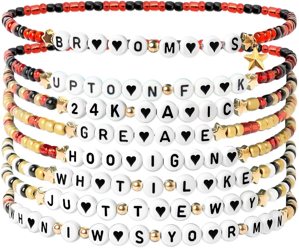 Bruno Merch Beaded Bracelet 8PCS, Stackable Bracelets Inspired By Concert for Fans with Letter Beads, Unisex Stretch Bracelets Jewelry for Concert & Daily Outfit