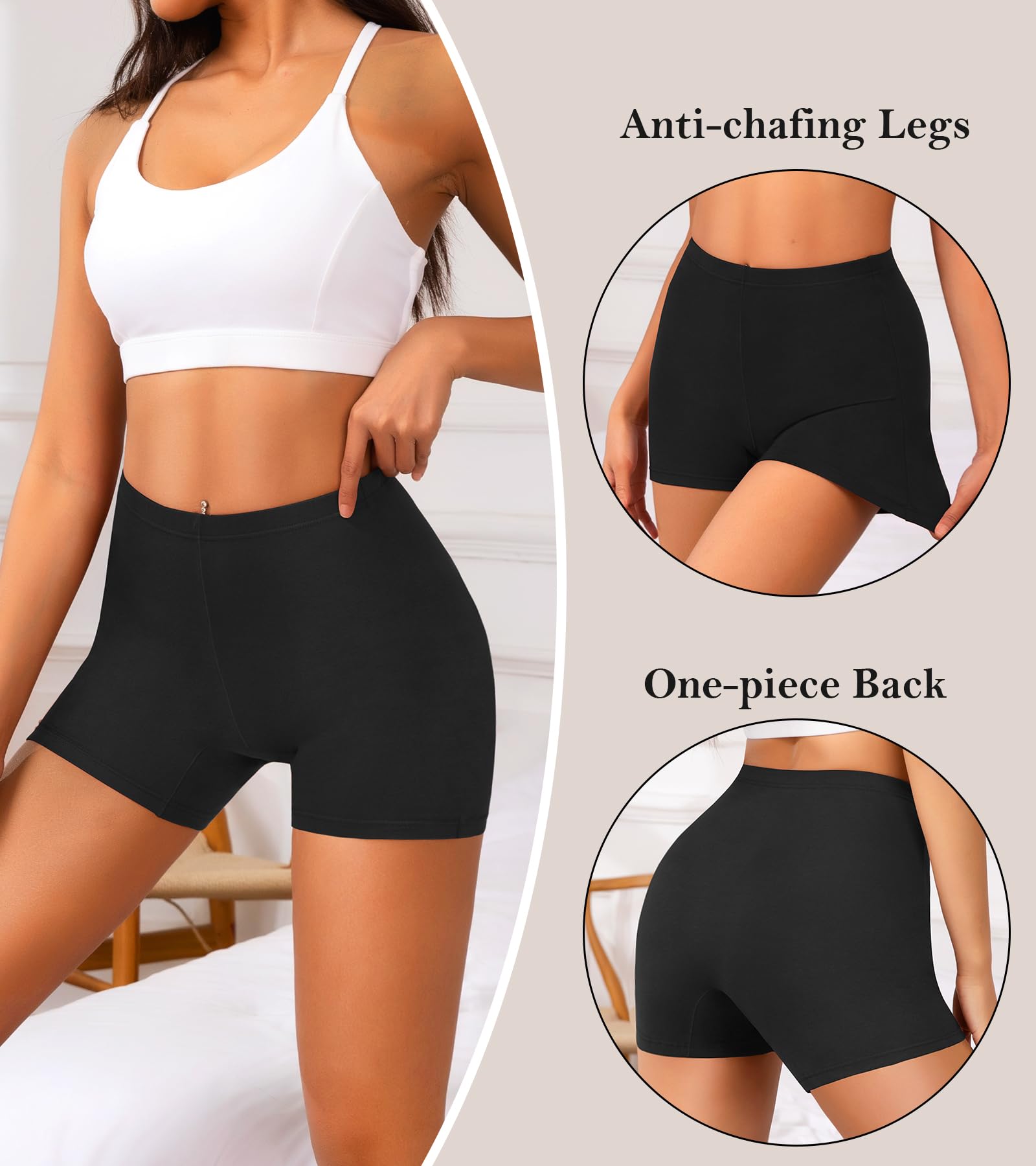 J-pone Boxer da donna a vita alta, in cotone, a copertura completa, elasticizzati, confezione multipla