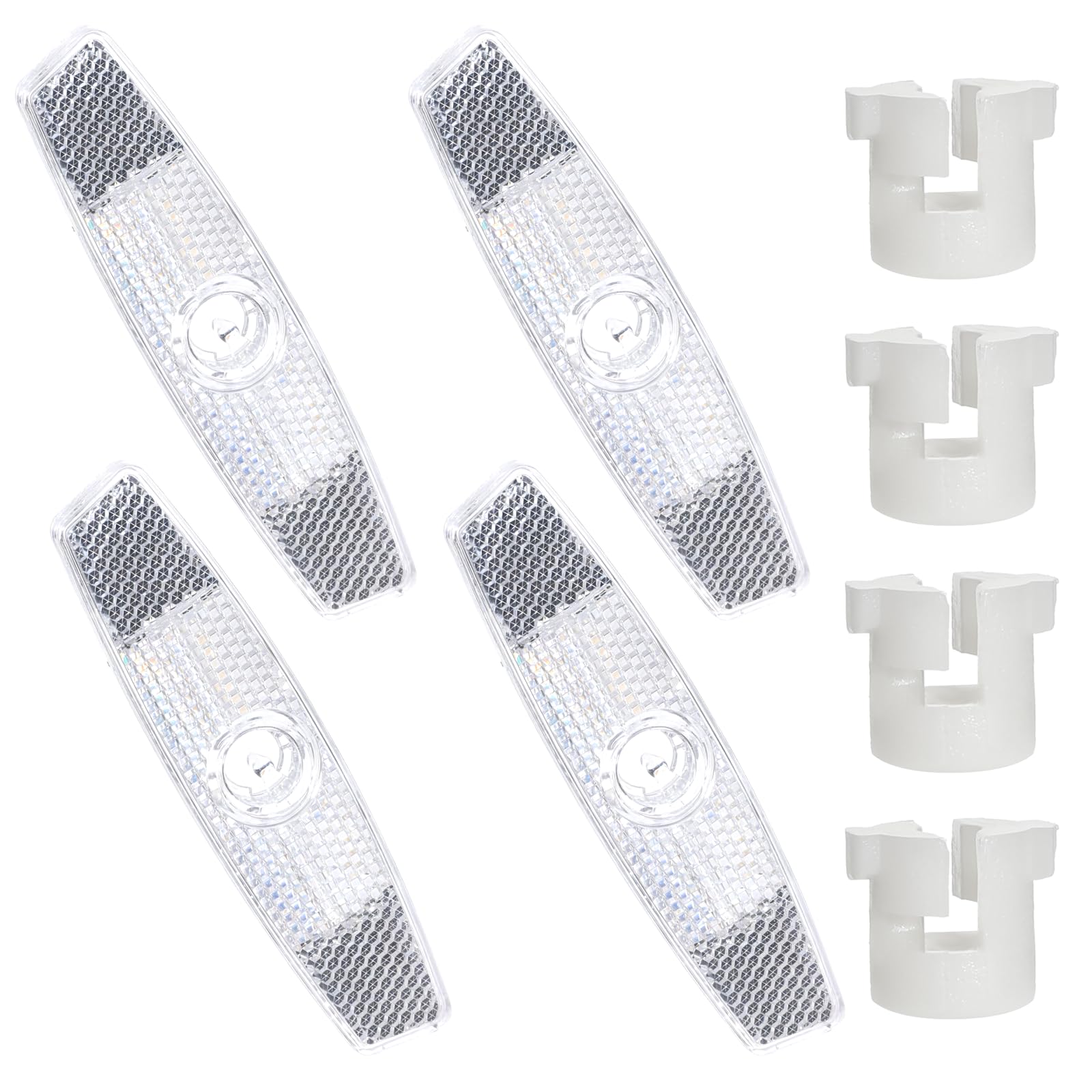 4 Pack Bike Wheel Reflectors, Bicycle Spoke Safety Reflectors for Night Riding, Quick Mount Reflective Rim Lights Safe Warning Bike Decoration Accessories for Road, Mountain Commuter Bikes (White)