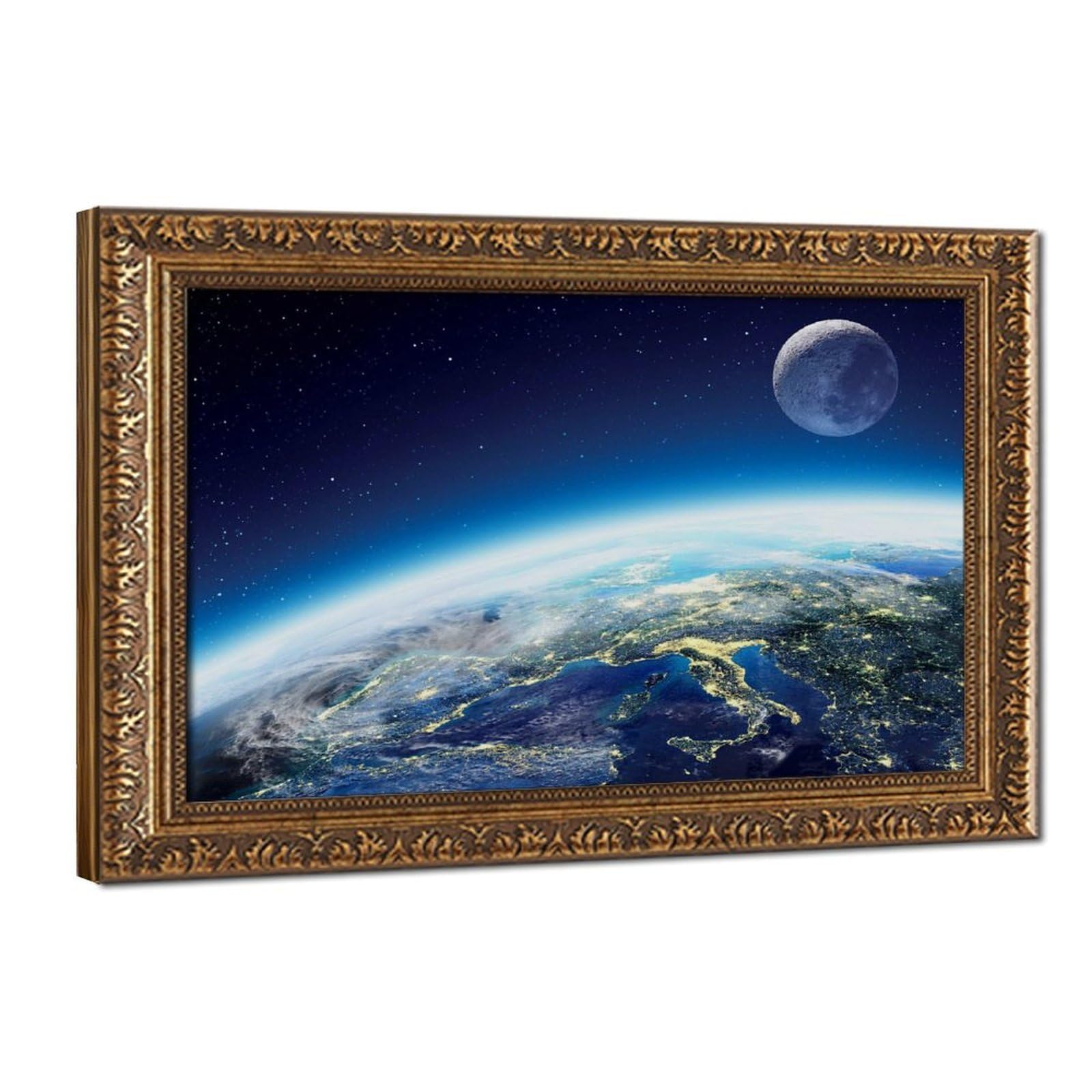 Bareronor Earth And The Moon Poster Canvas Poster Bedroom Decor Landscape Office Room Decor Gift 16" L X 24" W