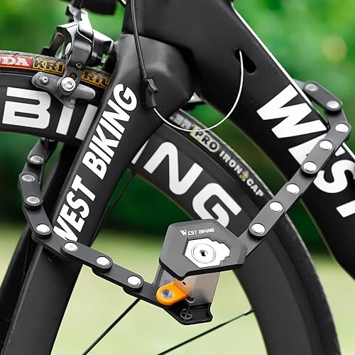 Miniatura 9 de West Biking Cerradura plegable para bicicleta, cerradura compacta para bicicleta con 3 llaves, cerradura plegable ligera para bicicleta con soporte