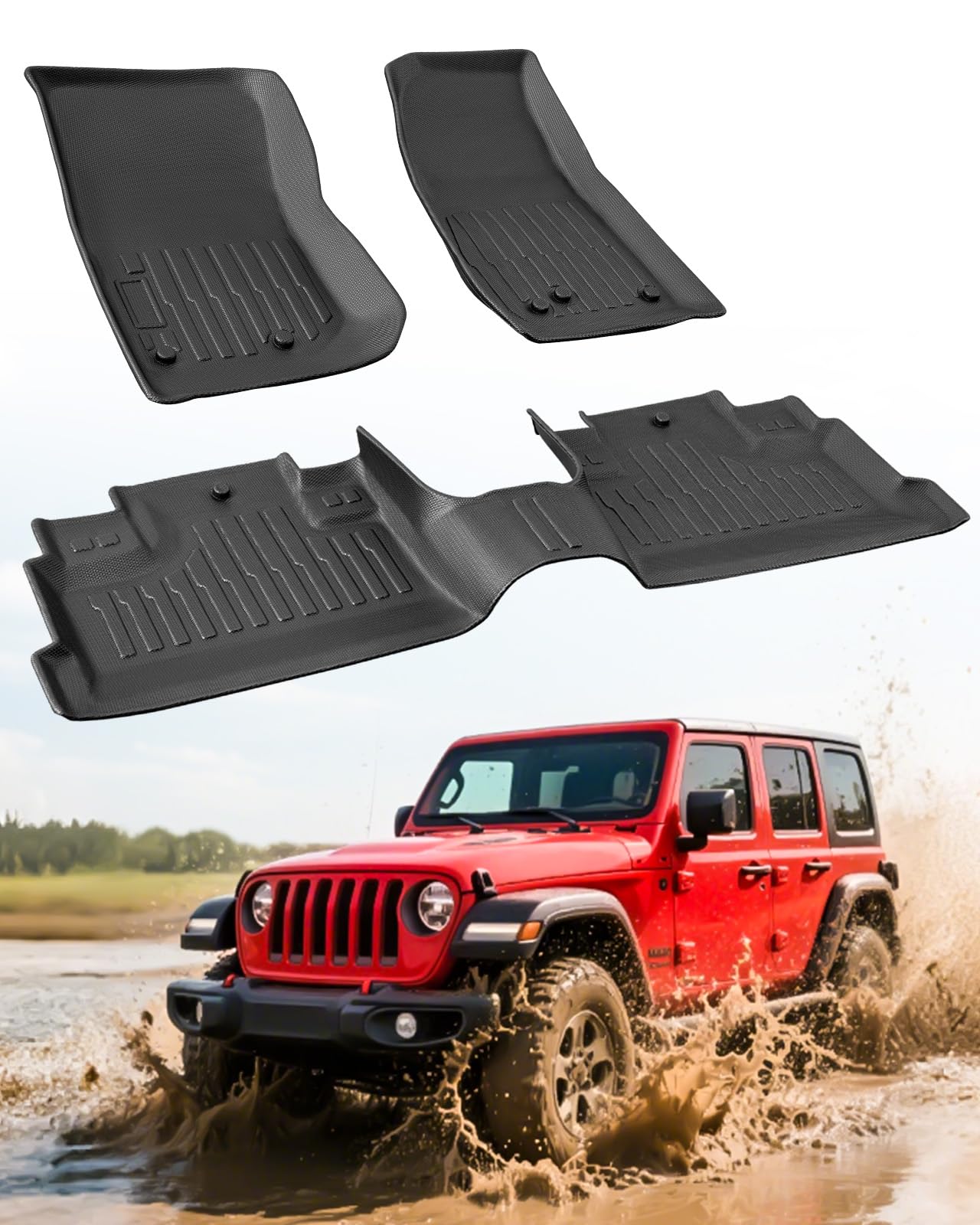 Car Floor Mats for Jeep Wrangler JK Unlimited 2007 2018 4-Door NOT for JL 2-Door Custom Fit for
