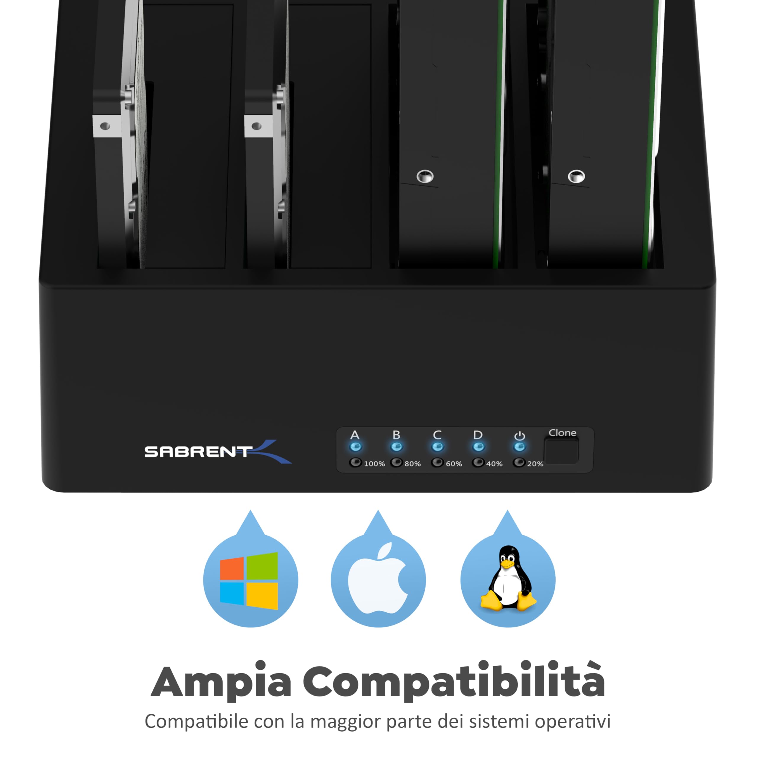 SABRENT Docking Station 4 bay USB 3.0 SATA SSD/HHD 2,5”/3,5” (DS-U3B4)