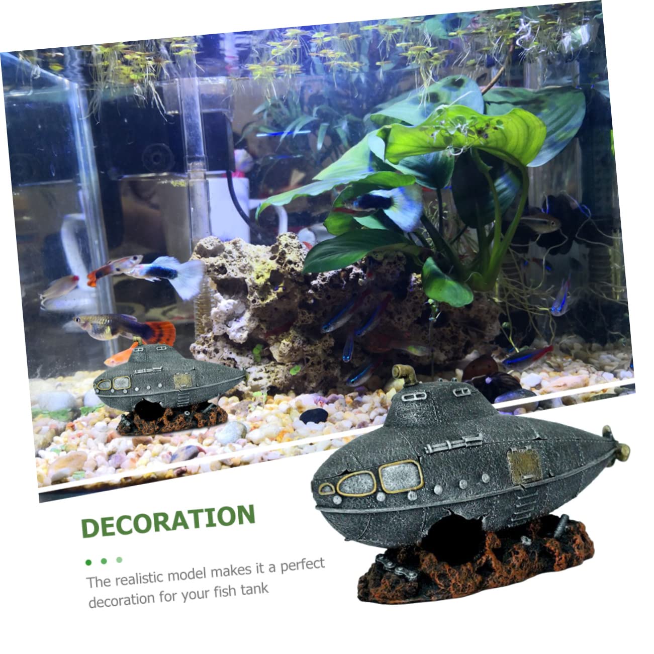 SUPVOX 2 Pezzi Arredamento Dell'acquario Dei Cartoni Animati Acquario Sottomarino Arredamento Grotta Acquario Decorazione Del Paesaggio Del Serbatoio Di Pesce Naufragio Resina Grey