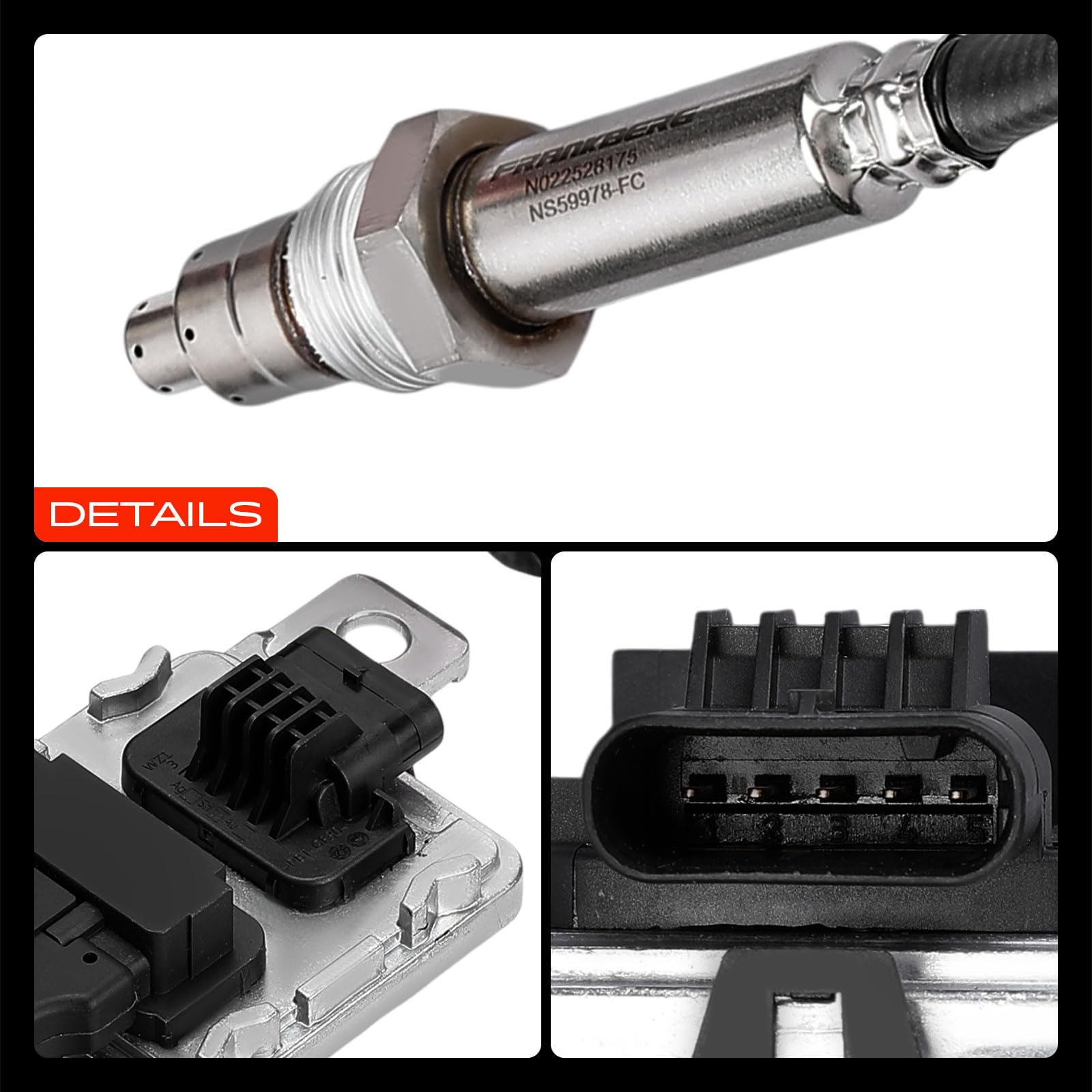 Frankberg Noxsensor Klopfsensor Sensor 5-polig Kompatibel mit T.o.u.a.r.e.g 7P5 7P6 3.0 V6 TDI 4.2 V8 TDI 2010-2018 Replace# 059907807AA,059907807AC