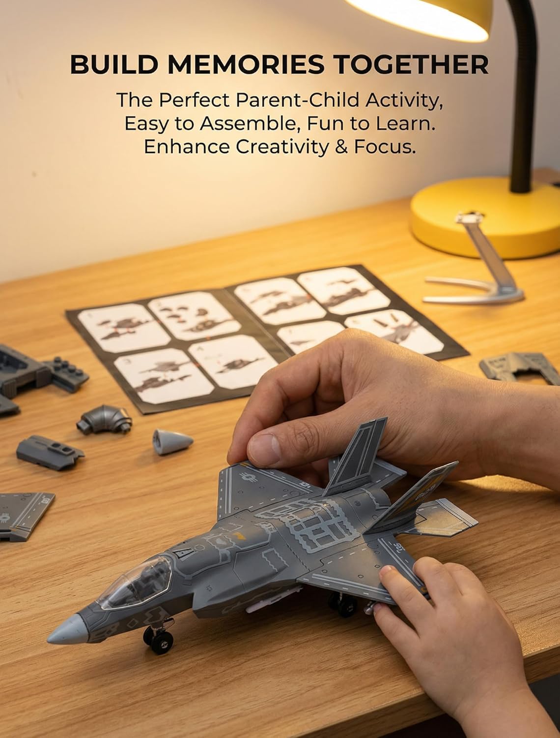 Fighter Jet F35 Plane Model Toy, Plastic Military Airplane Building Kit Assembly Aircraft Model with Stand Gift for Adults and Boys