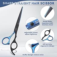 Vista 4 de JASON Kit de tijeras de corte de cabello, juego profesional de 10 tijeras de corte de pelo con tijeras de adelgazamiento y texturización de 6.7