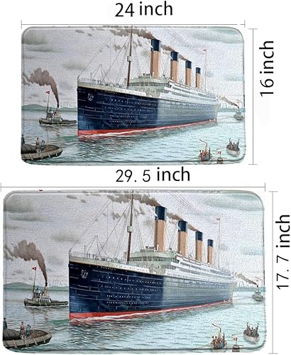Miniatura 2 de Titanic - Tapete de baño náutico para decoración de fiesta retro clásico romántico paisajes del océano acuarela para niños y niñas alfombras de baño
