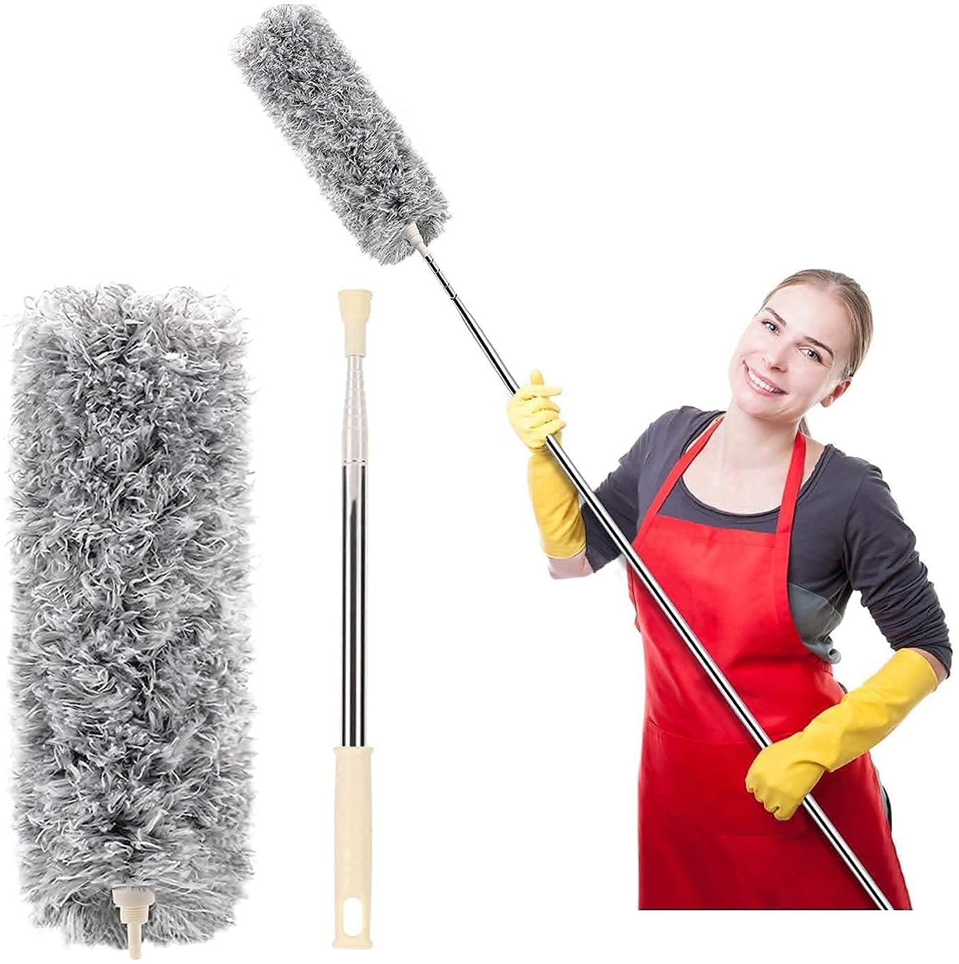 MAGIC PLUS Ceiling Cleaning Brush with Long Handle - Effortless Dusting for Walls, Fans, Cobwebs & High Ceilings (Extendable, Lightweight, Multi-Surface Duster) Dust with Magic!