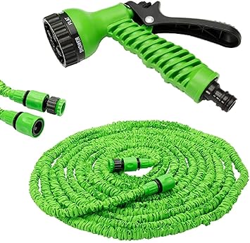 Alokrupswam 50 feet Expandable Garden Hose, Water Hose, with Triple Layered Latex Core, Hose Splitter/Hose Quick Connector/Free 7 Function Spray Nozzle, for House/Car/Floor/Yard Wash