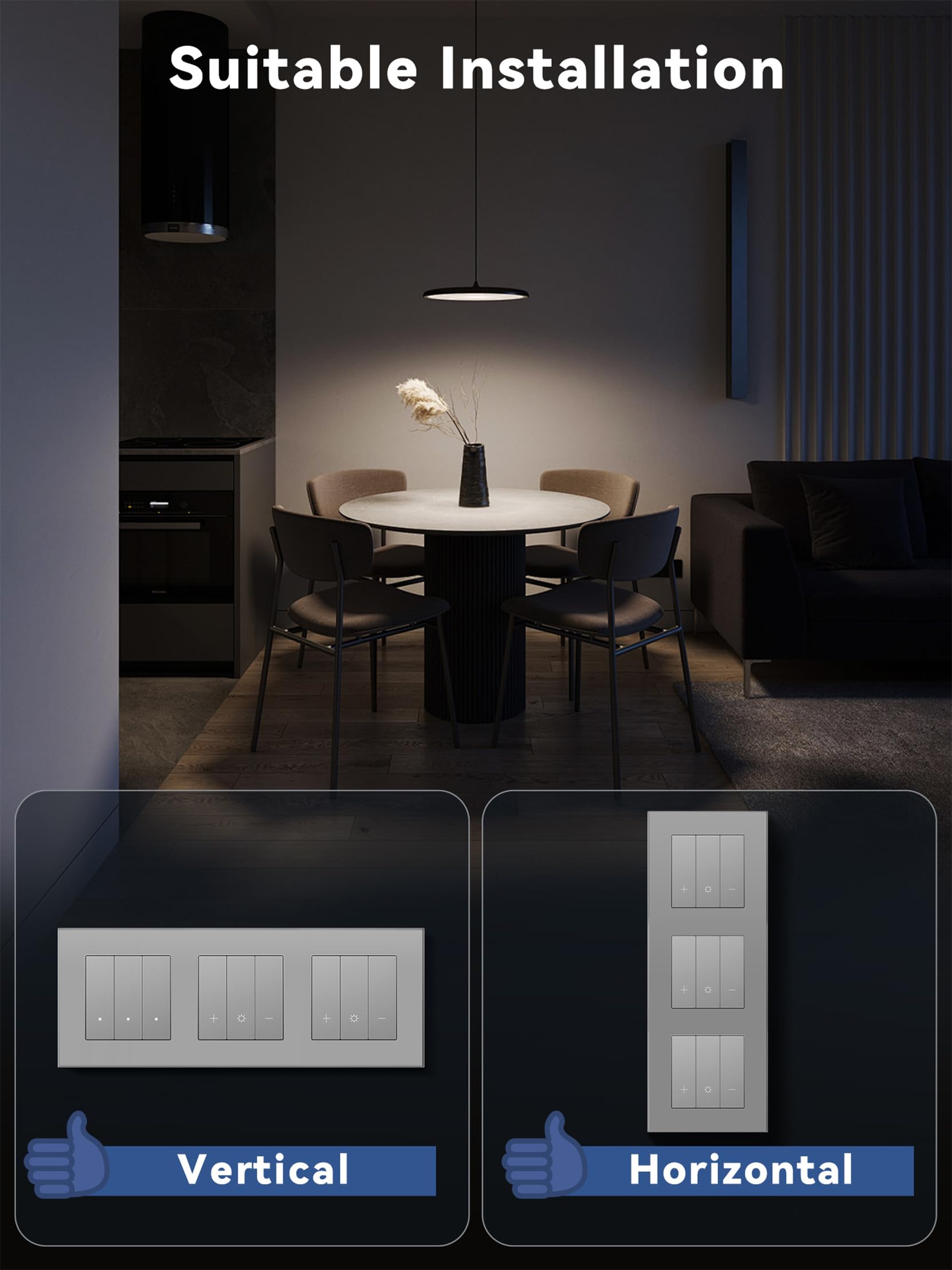 Zigbee Tripel ściemniacz, inteligentny przełącznik ściemniania ze szklaną ramą, kompatybilny z Alexa i Google Home, podtynkowy włącznik światła, możliwość ściemniania, do lamp LED 240 V