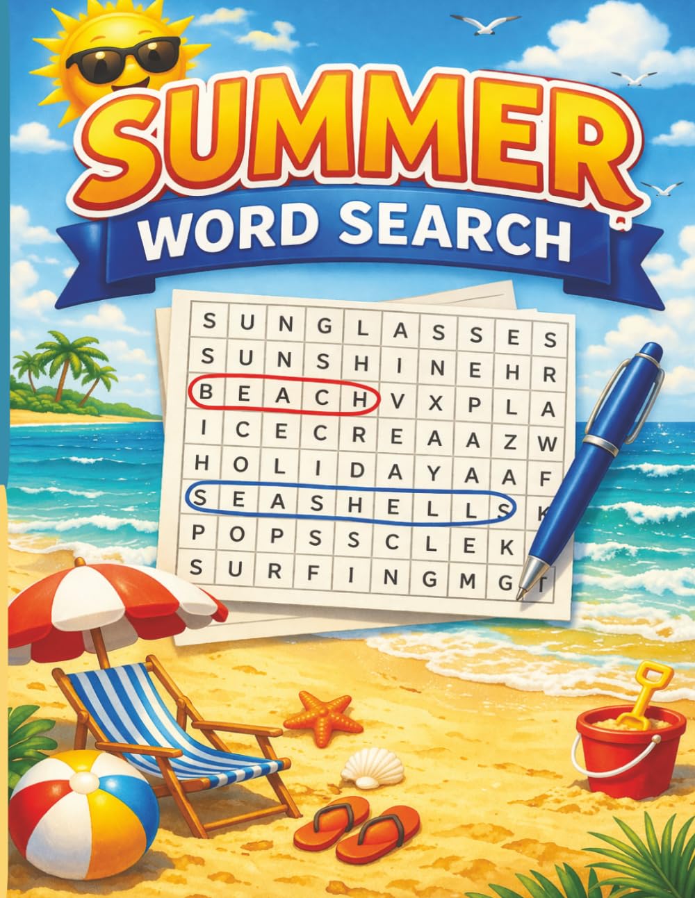 Summer Word Search: 84 Easy Large Print Puzzles Featuring Summer Themes, Travel, Nature & Fun Activities for Relaxation, Focus & Stress Relief