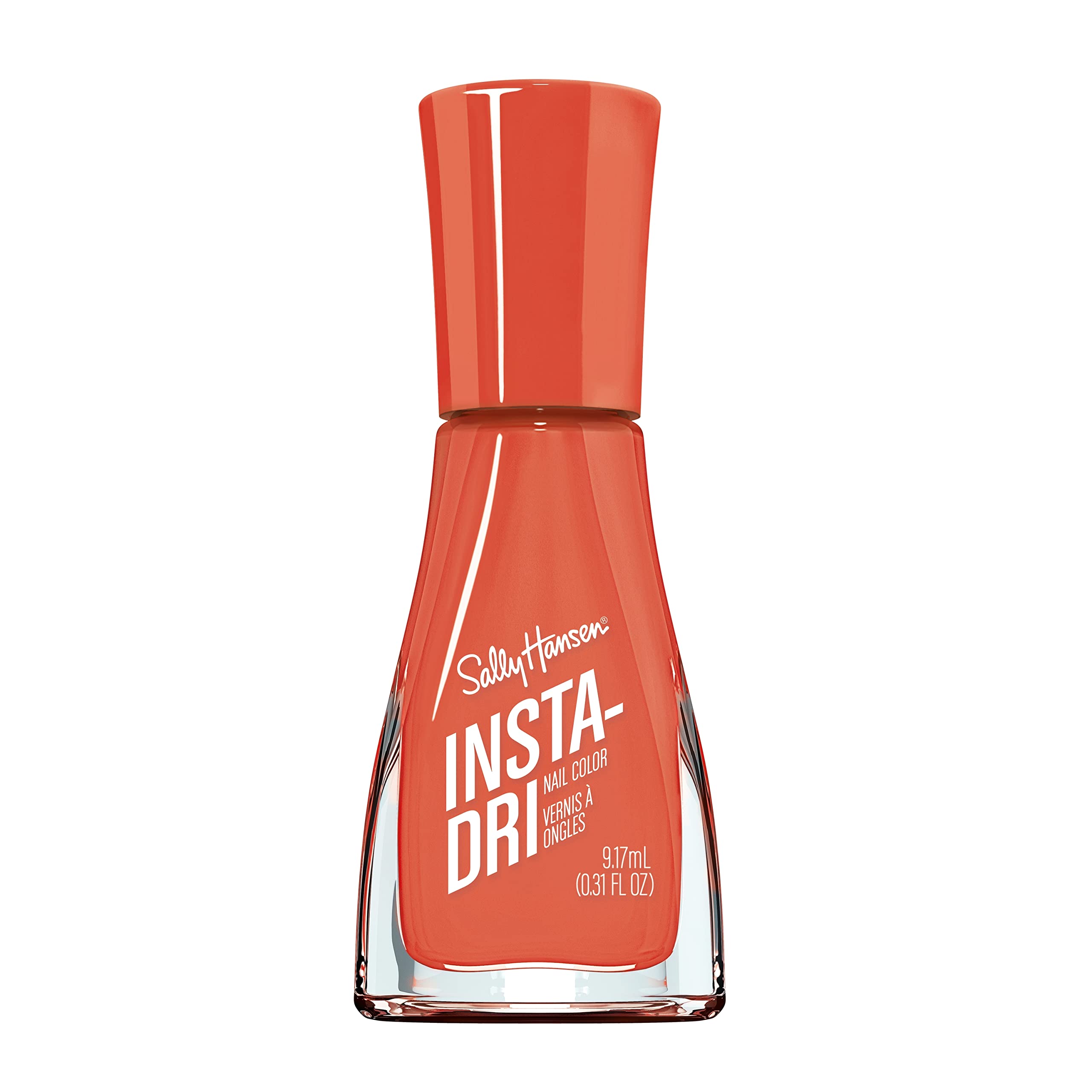 sally hansen insta-dri nail polish | quick dry, long lasting, streak-free shine | opaque, glossy | 356 beach you to it | bright apricot orange nail color