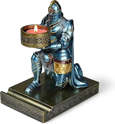 HDMbigmi King's Guard - Portavelas de resina para postura de té, soporte para teléfono móvil Warrior, soporte para bolígrafo, portavelas para HDMbigmi King's Guard - Portavelas de resina para postura de té, soporte para teléfono móvil Warrior, soporte para bolígrafo, portavelas para