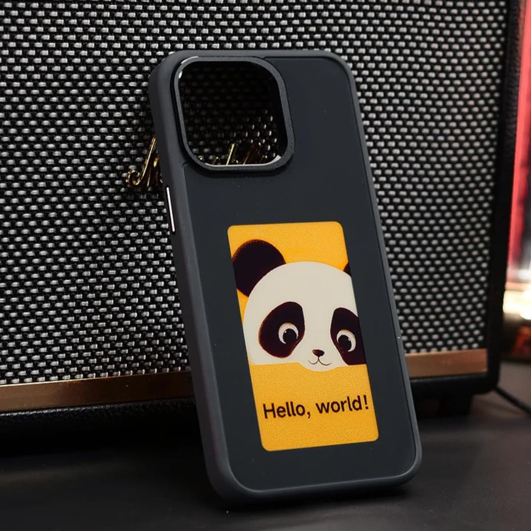 Custodia protettiva per iPhone con display E-Ink a quattro colori, custodia fai da te per smartphone per iPhone 13/14/15 (Nero, iPhone 14 Pro Max)